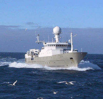 R/V Árni Fridriksson. This research vessel conducted a combined cetacean and fisheries (redfish and mackerel) survey from 10 June - 8 August 2015, with just a few days off during that time.