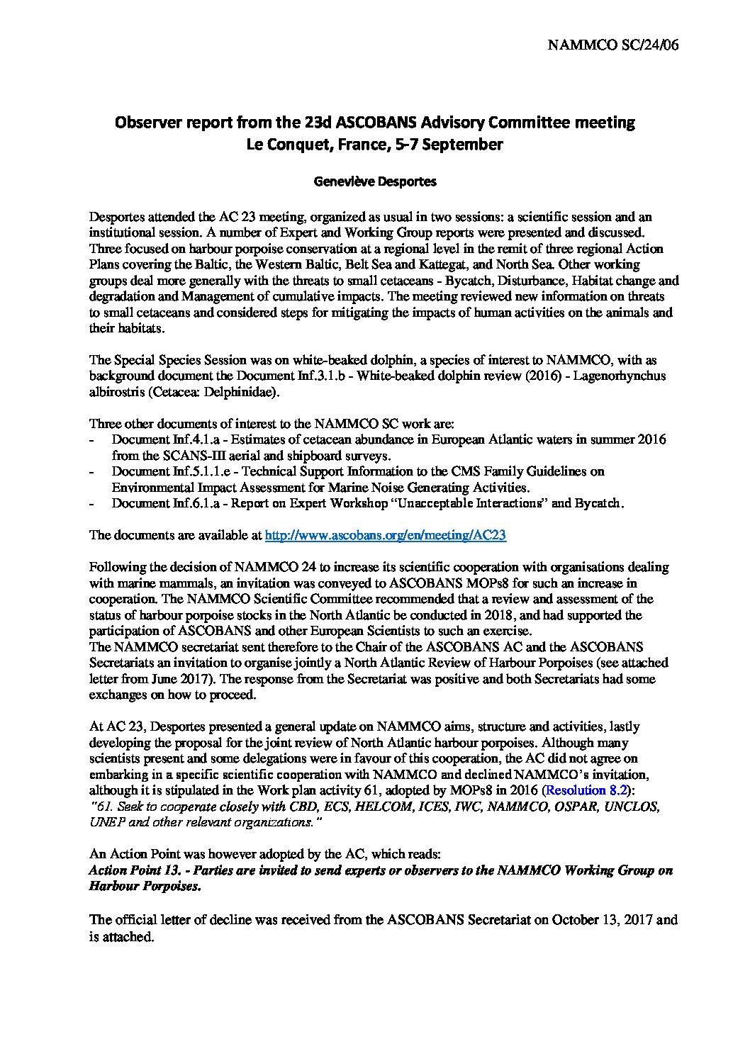 06ascobansobserverreport NAMMCO