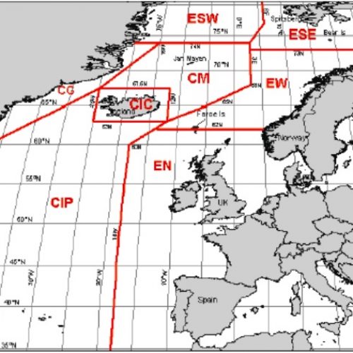 Map of the North Atlantic showing the sub-areas defined for the North Atlantic common
minke whales.