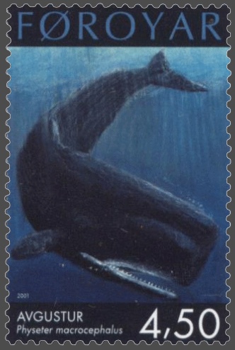 A sperm whale on a faroese stamp